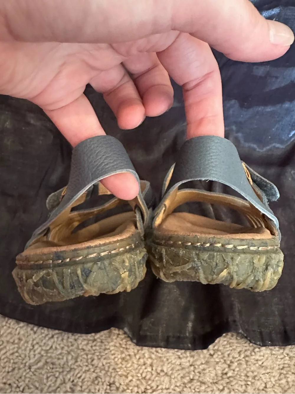 El Naturalista Blue-Gray Leather Strappy Sandals Velcro strap EU 39 US 8.5 eco - Picture 7 of 12